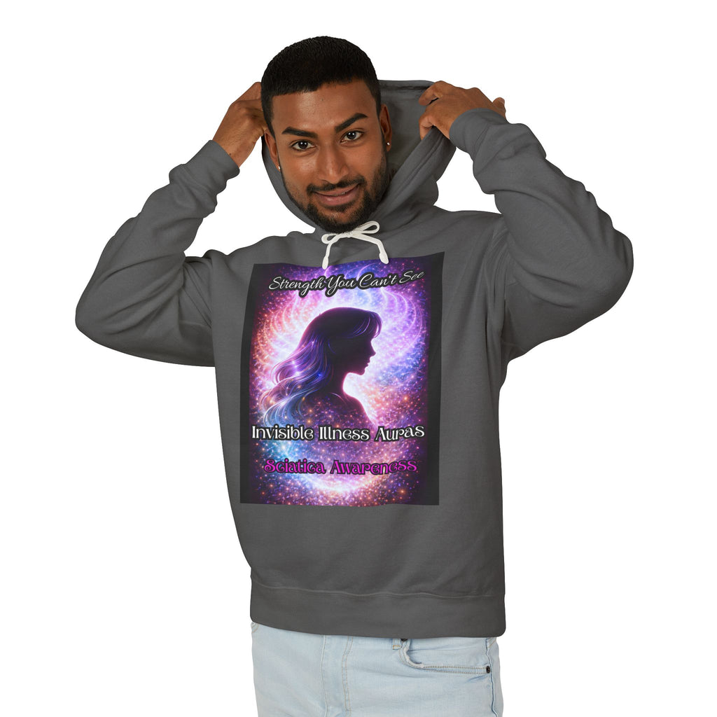Sciatica awareness Aura Spiritual Angel Wings Hoodie — "Strength You Can't See" Inspirational Awareness Sweatshirt