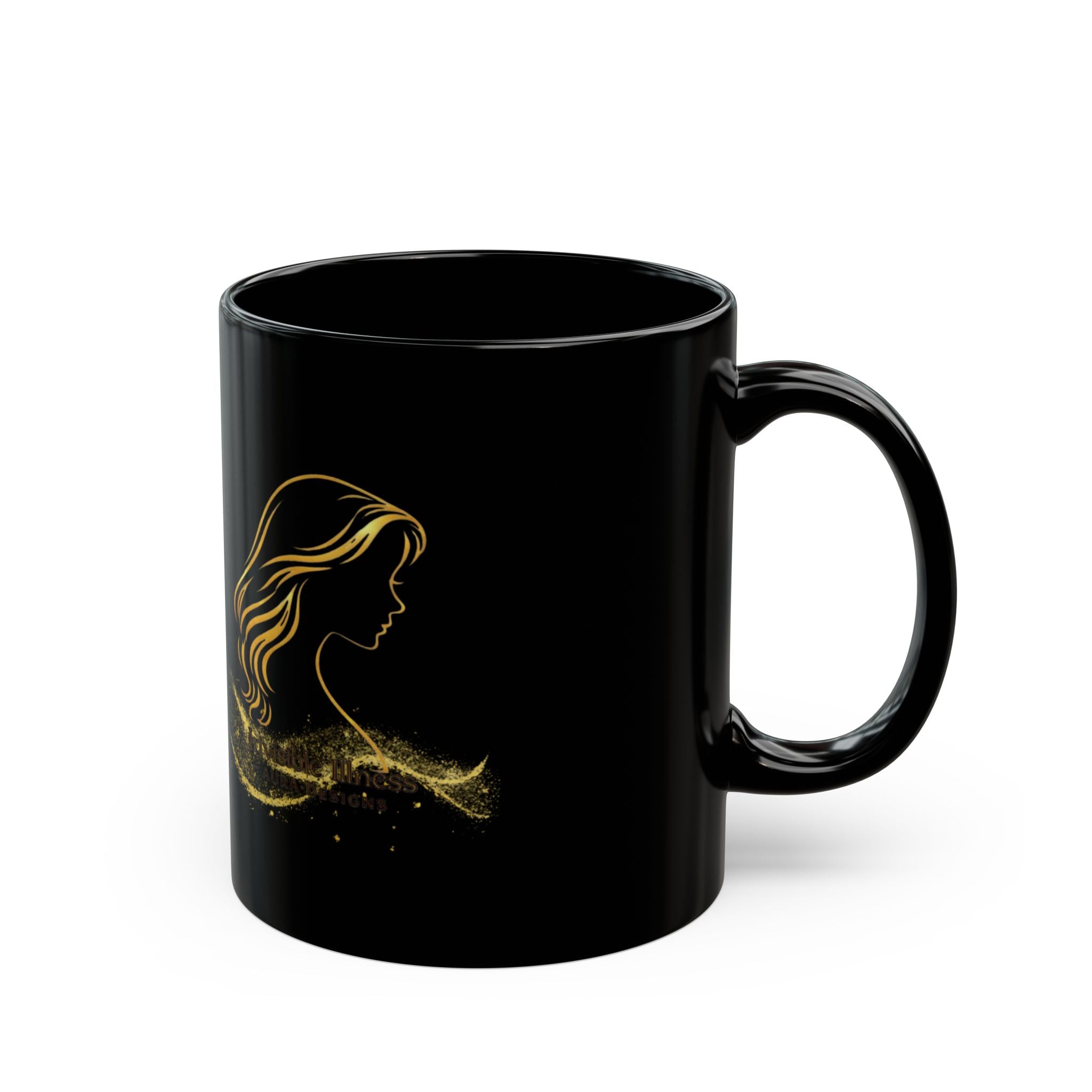 Golden Silhouette Invisible illness auras Black Mental Health Awareness Mug — "Invisible Illness Auras" Gold Silhouette