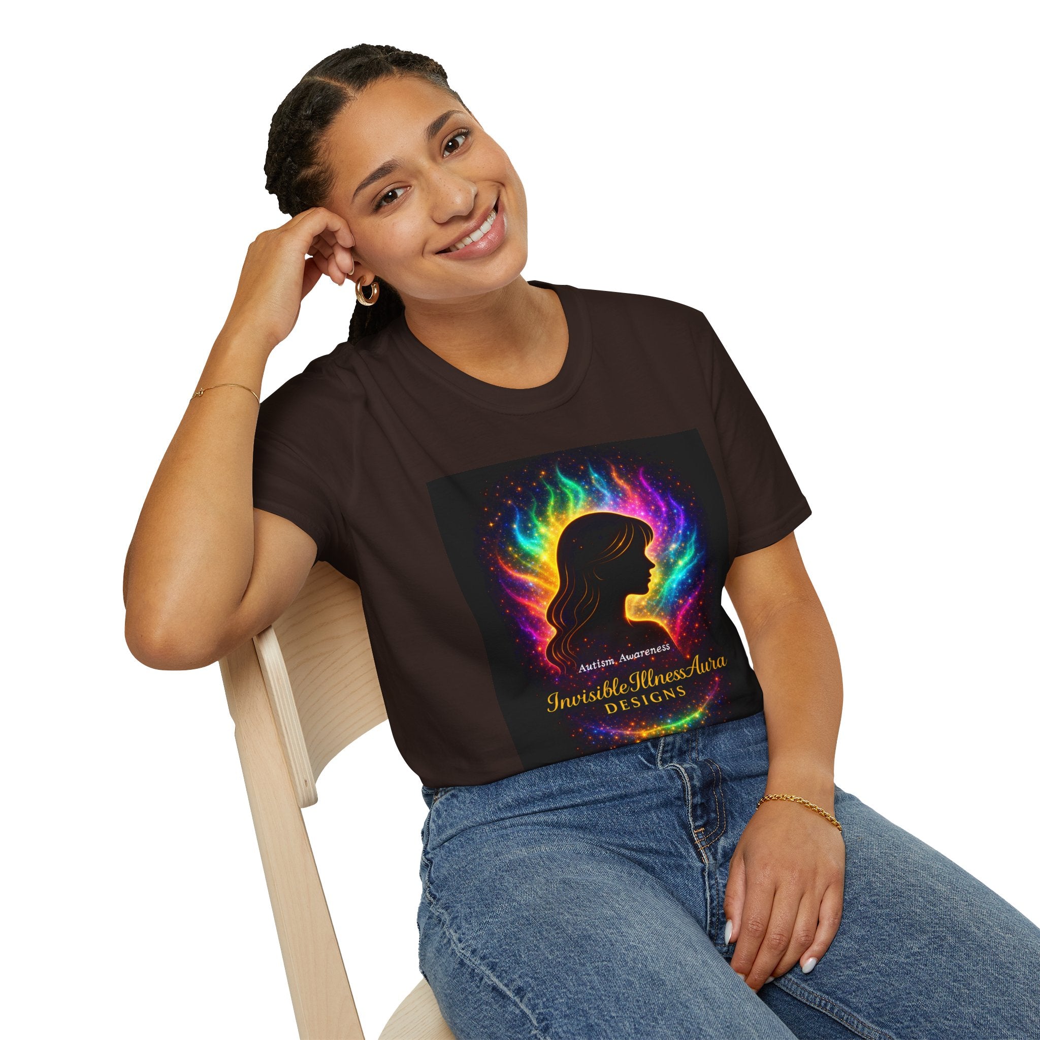 Autism Awareness Aura Silhouette T-Shirt — Rainbow Soul & Wellness Graphic Tee