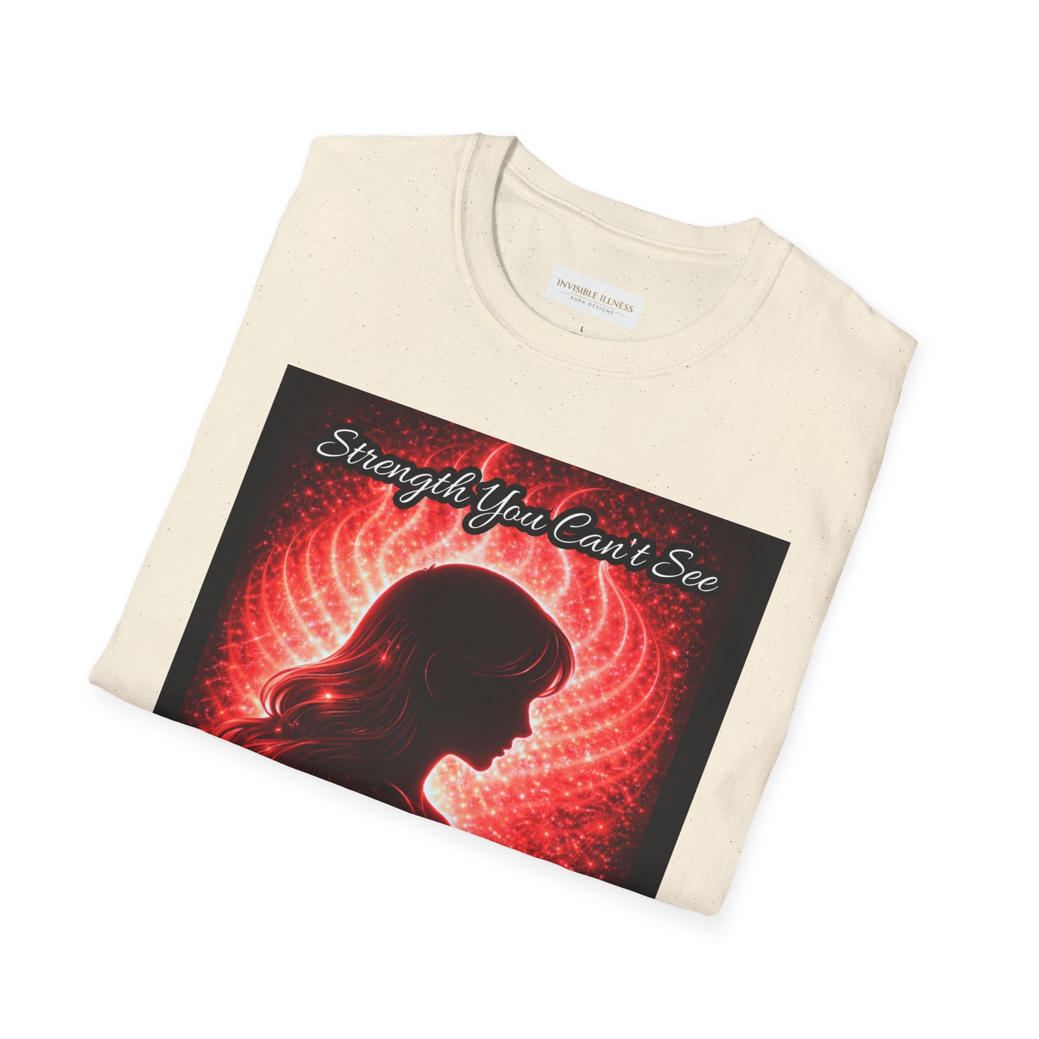 OCD awareness Invisible Illness auras Awareness T-Shirt — Strength You Can't See (Red Aura Angel Wings)
