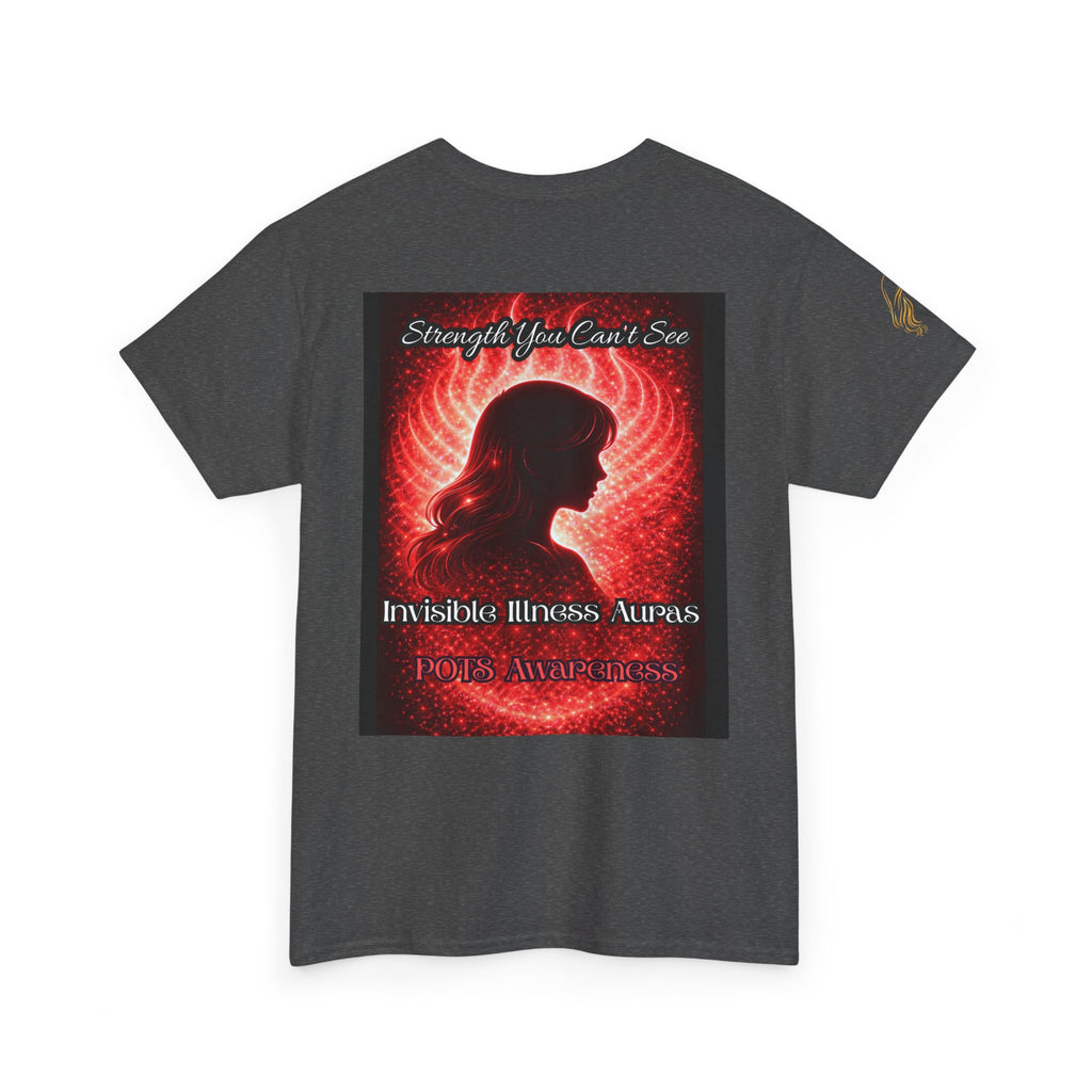 POTS AURA AWARENESS TShirt — Invisible Illness Awareness Tee ("Strength You Can’t See" Red Aura Design)