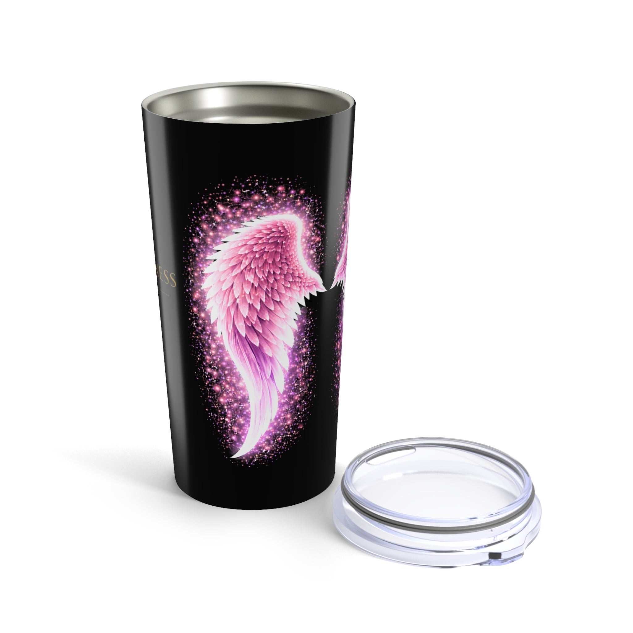 Pink Angel Wings Auras 20oz Tumbler — Inspirational 'Invisible' Design, Travel Mug for Women