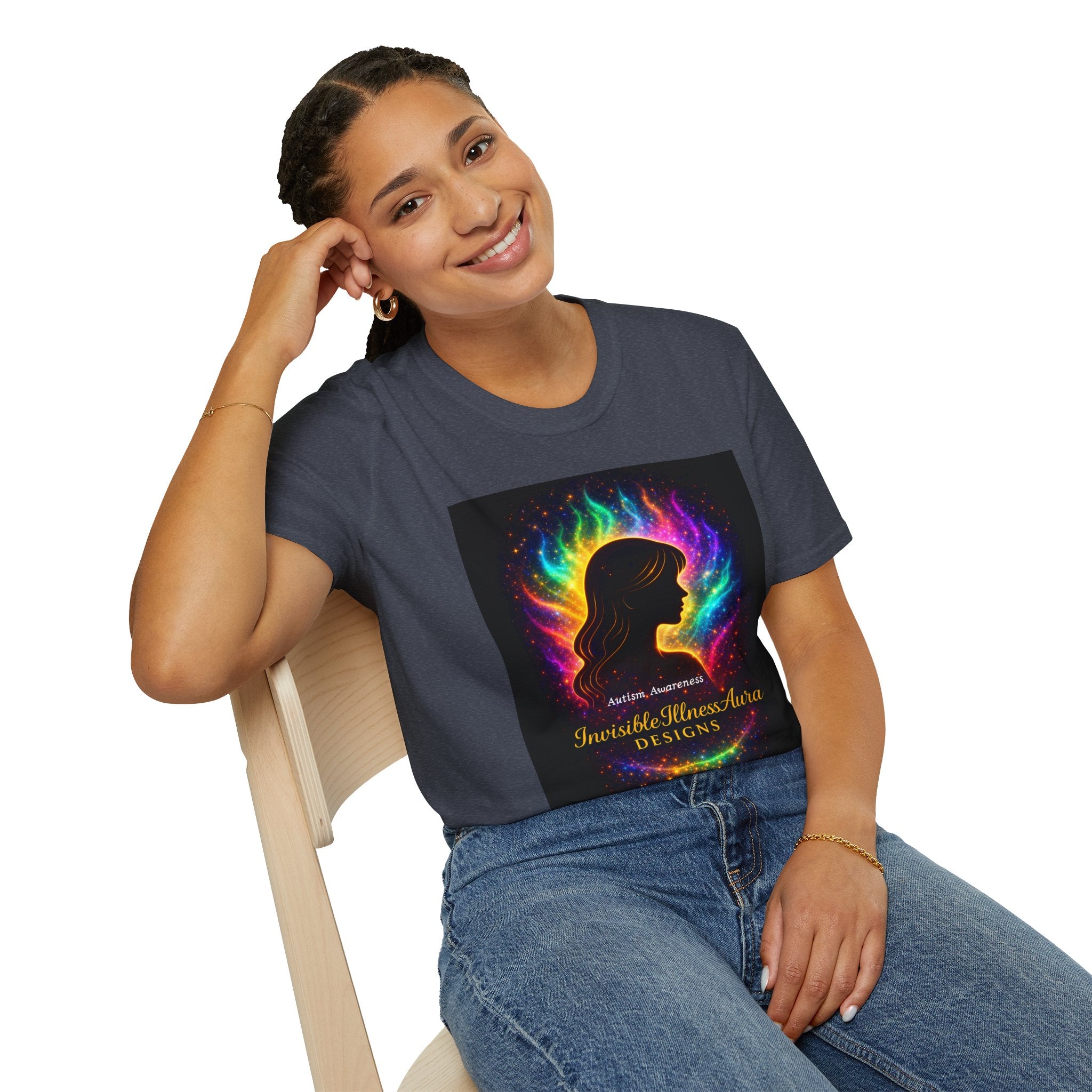 Autism Awareness Aura Silhouette T-Shirt — Rainbow Soul & Wellness Graphic Tee
