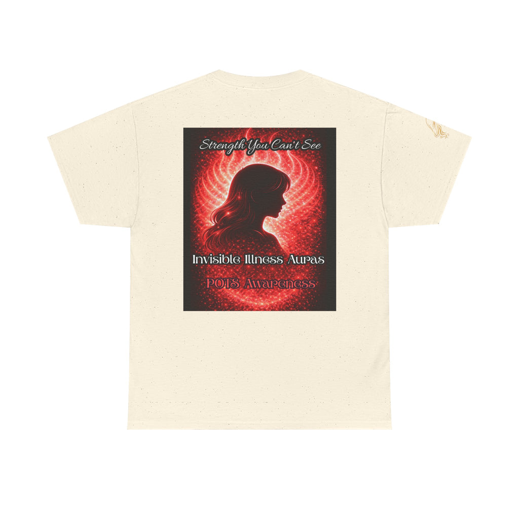 POTS AURA AWARENESS TShirt — Invisible Illness Awareness Tee ("Strength You Can’t See" Red Aura Design)