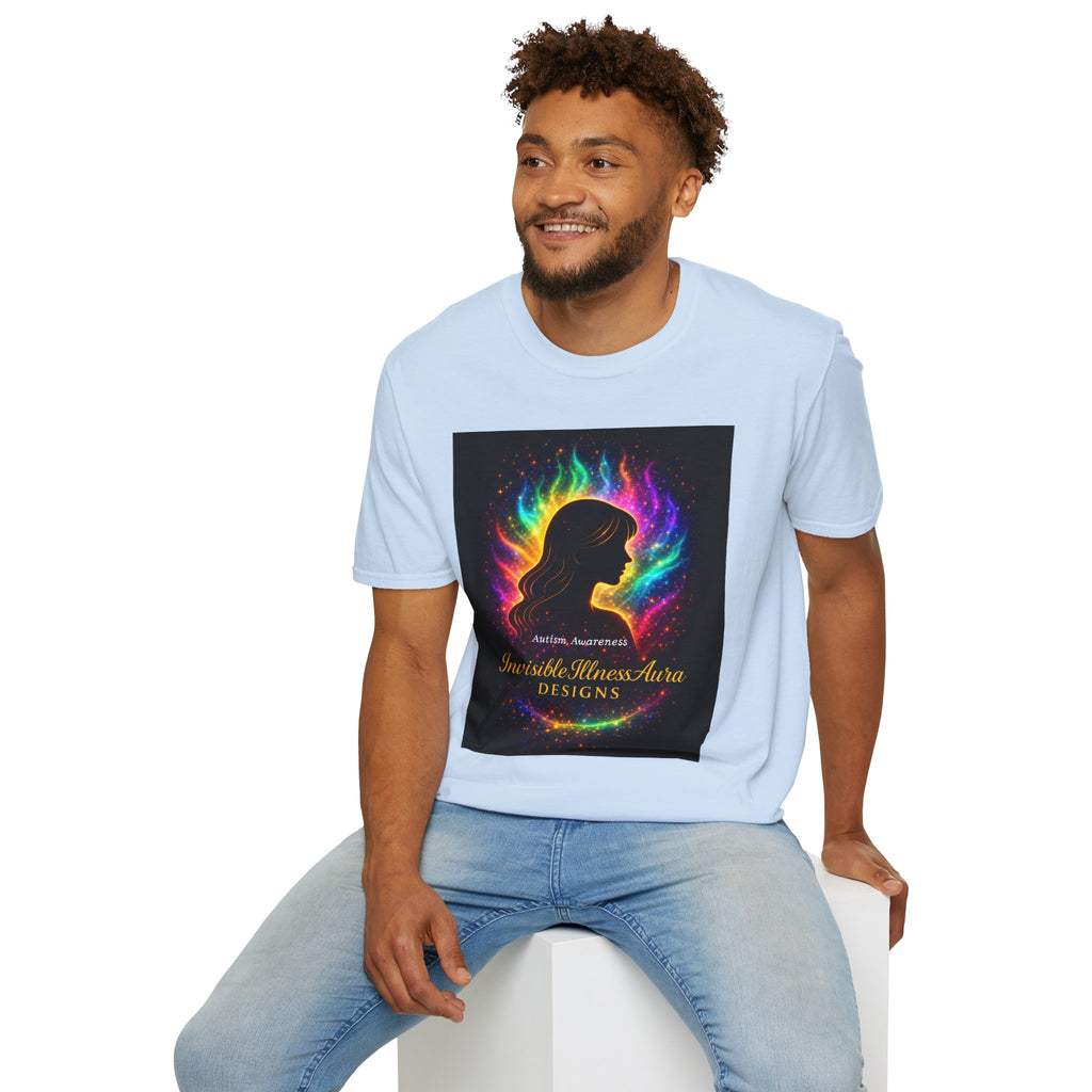 Autism Awareness Aura Silhouette T-Shirt — Rainbow Soul & Wellness Graphic Tee