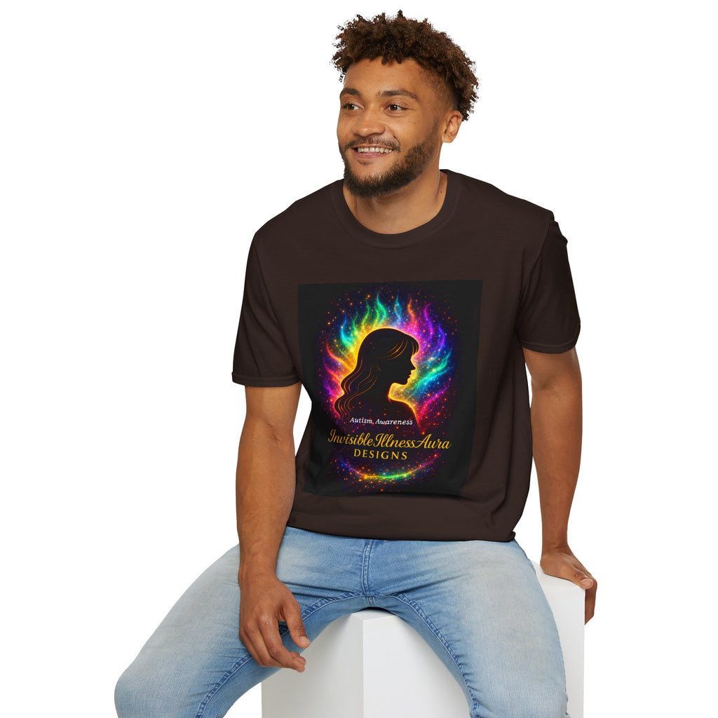 Autism Awareness Aura Silhouette T-Shirt — Rainbow Soul & Wellness Graphic Tee