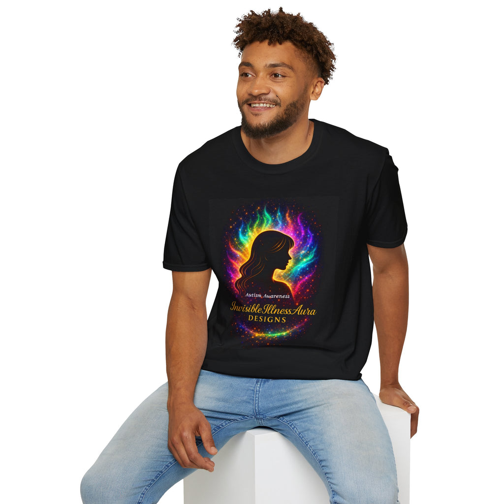 Autism Awareness Aura Silhouette T-Shirt — Rainbow Soul & Wellness Graphic Tee