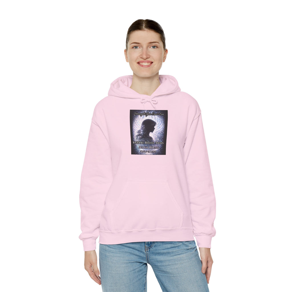 Mental illness Aura awareness silver angel wings Design hoodie -Strength you cant see Sweatshirt
