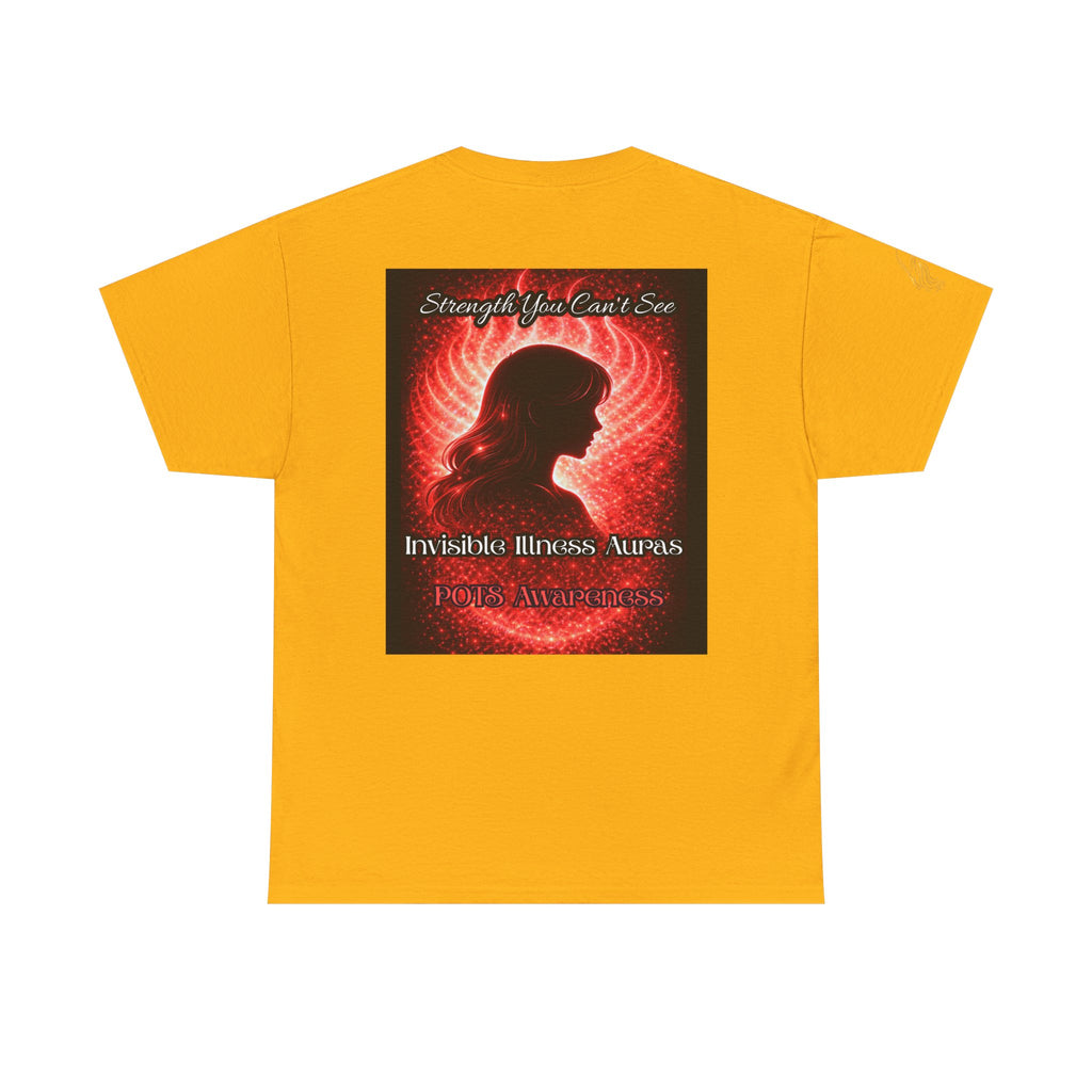 POTS AURA AWARENESS TShirt — Invisible Illness Awareness Tee ("Strength You Can’t See" Red Aura Design)