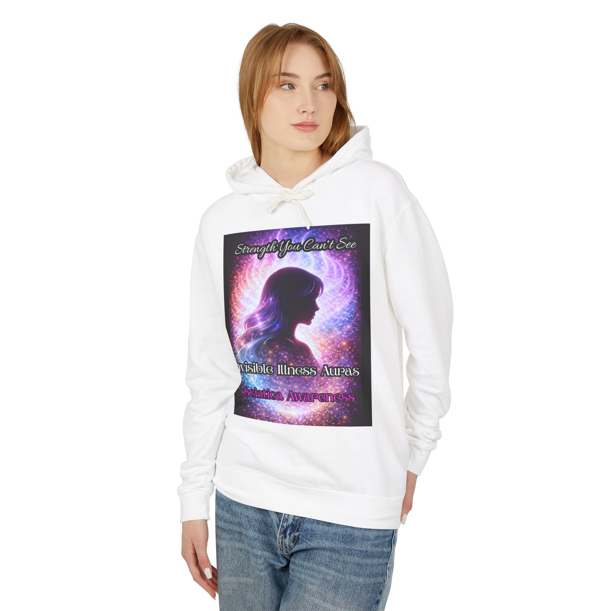 Sciatica awareness Aura Spiritual Angel Wings Hoodie — "Strength You Can't See" Inspirational Awareness Sweatshirt