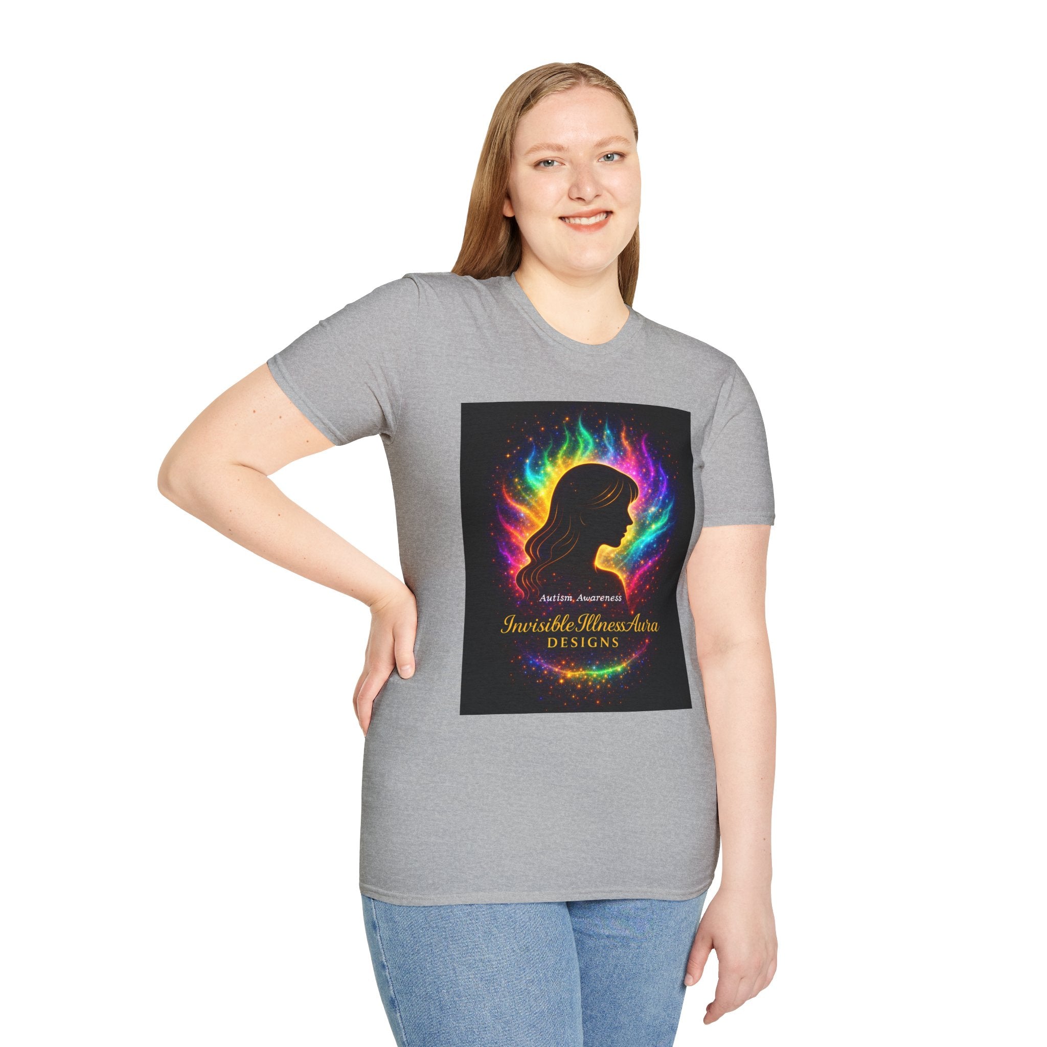 Autism Awareness Aura Silhouette T-Shirt — Rainbow Soul & Wellness Graphic Tee