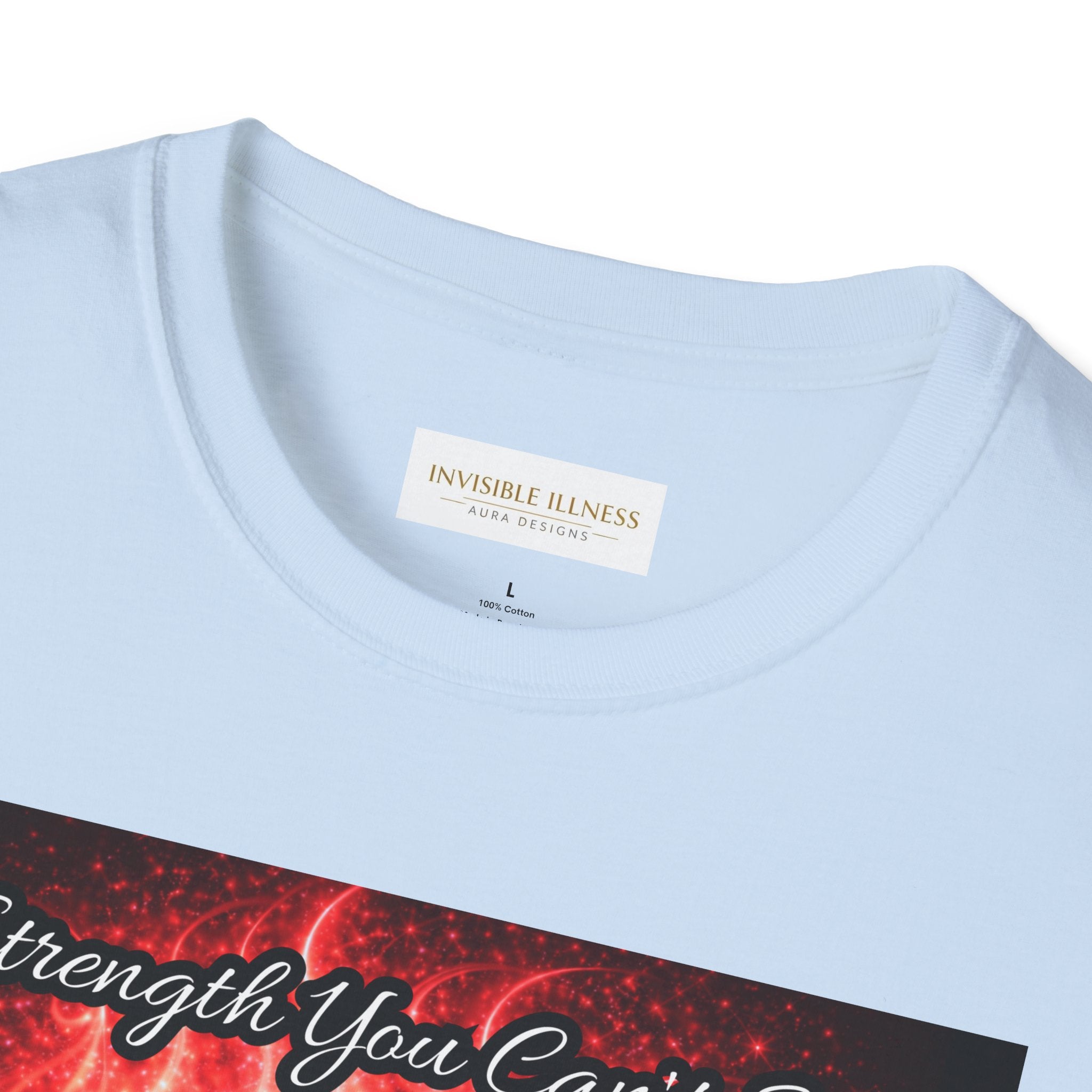 OCD awareness Invisible Illness auras Awareness T-Shirt — Strength You Can't See (Red Aura Angel Wings)