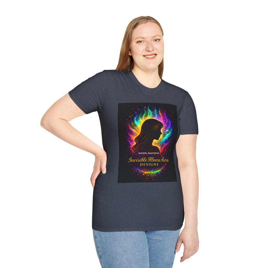 Autism Awareness Aura Silhouette T-Shirt — Rainbow Soul & Wellness Graphic Tee