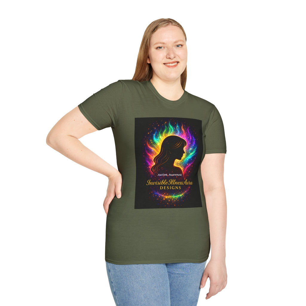 Autism Awareness Aura Silhouette T-Shirt — Rainbow Soul & Wellness Graphic Tee