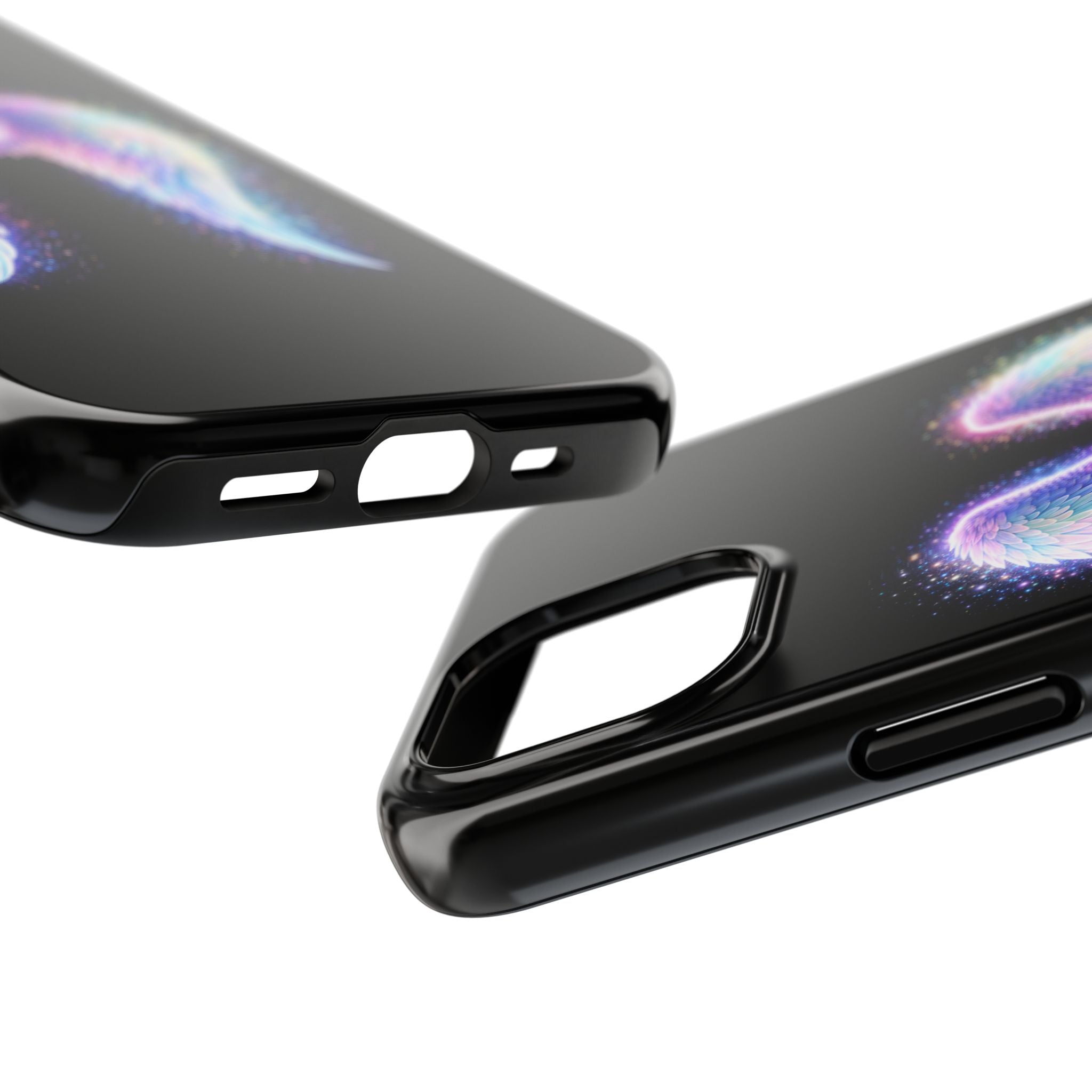 Angel Wings Tough Phone Case — Iridescent Sparkle Opal Guardian Protection