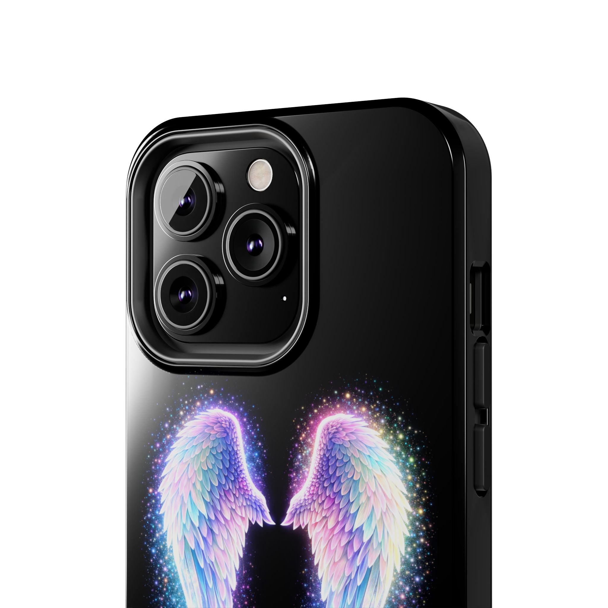 Angel Wings Tough Phone Case — Iridescent Sparkle Opal Guardian Protection