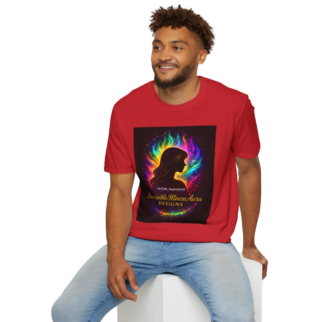 Autism Awareness Aura Silhouette T-Shirt — Rainbow Soul & Wellness Graphic Tee
