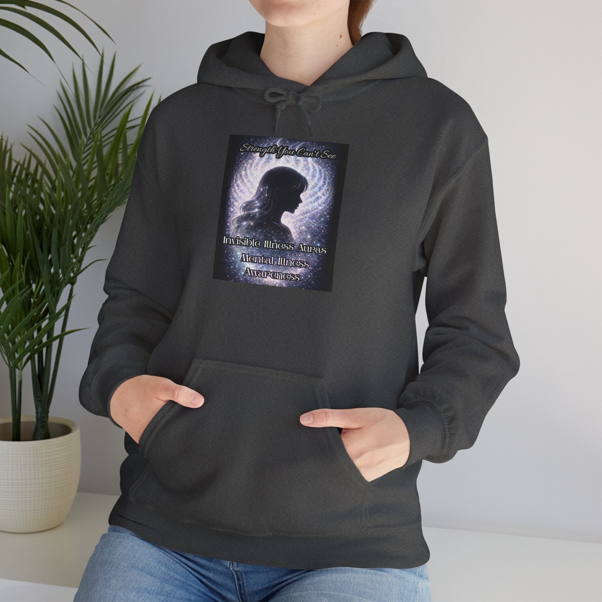 Mental illness Aura awareness silver angel wings Design hoodie -Strength you cant see Sweatshirt
