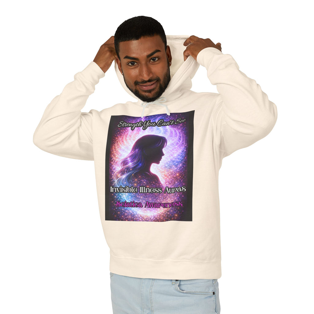 Sciatica awareness Aura Spiritual Angel Wings Hoodie — "Strength You Can't See" Inspirational Awareness Sweatshirt