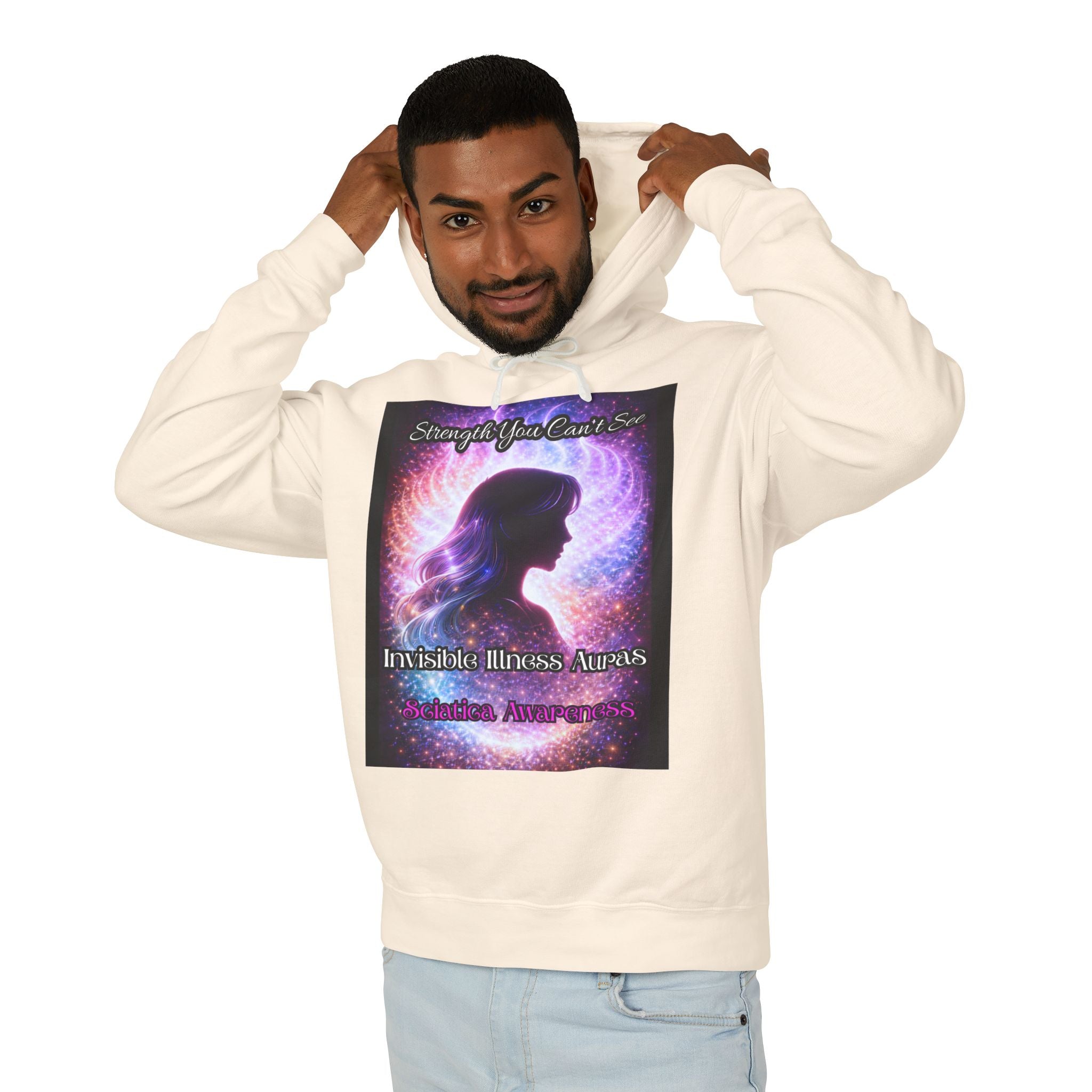 Sciatica awareness Aura Spiritual Angel Wings Hoodie — "Strength You Can't See" Inspirational Awareness Sweatshirt