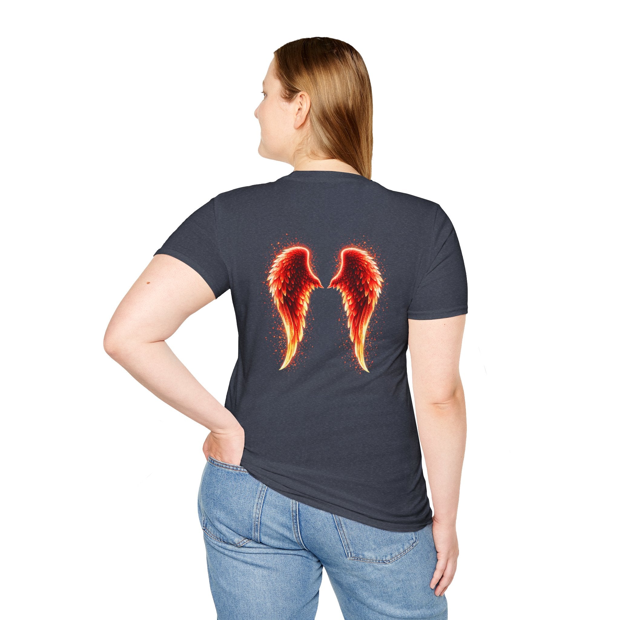 OCD awareness Invisible Illness auras Awareness T-Shirt — Strength You Can't See (Red Aura Angel Wings)