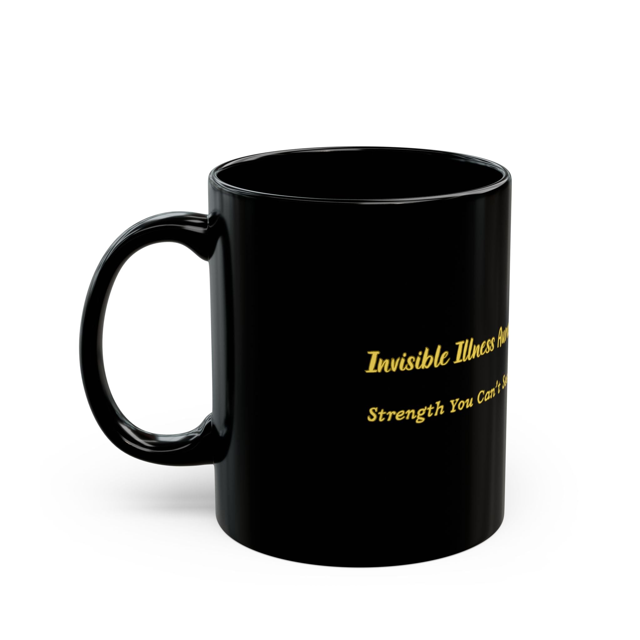 Golden Silhouette Invisible illness auras Black Mental Health Awareness Mug — "Invisible Illness Auras" Gold Silhouette