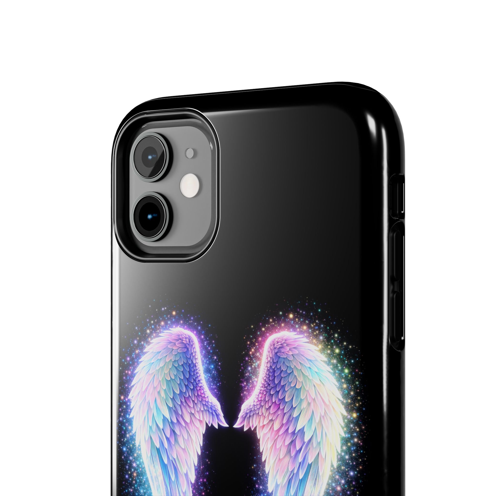 Angel Wings Tough Phone Case — Iridescent Sparkle Opal Guardian Protection