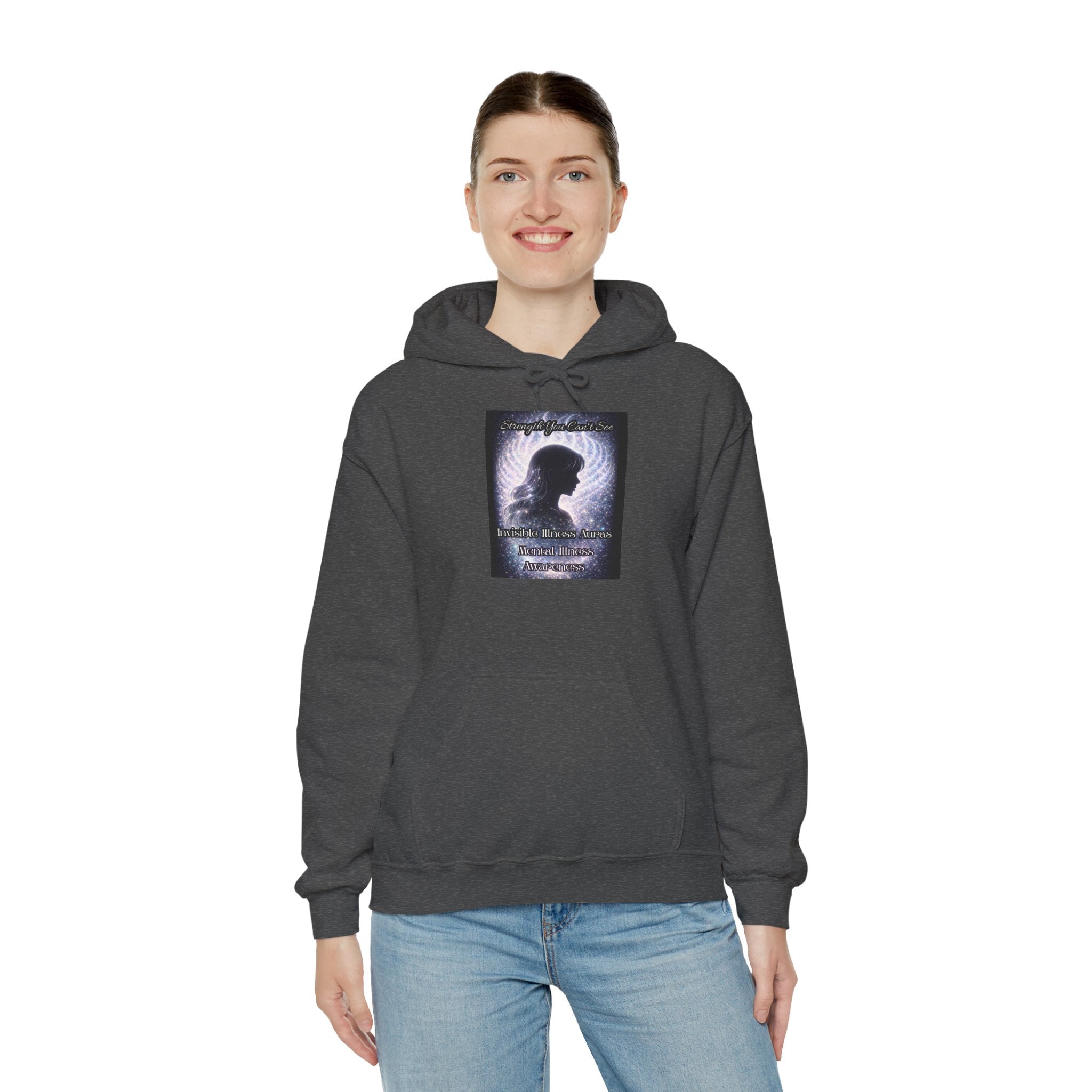 Mental illness Aura awareness silver angel wings Design hoodie -Strength you cant see Sweatshirt