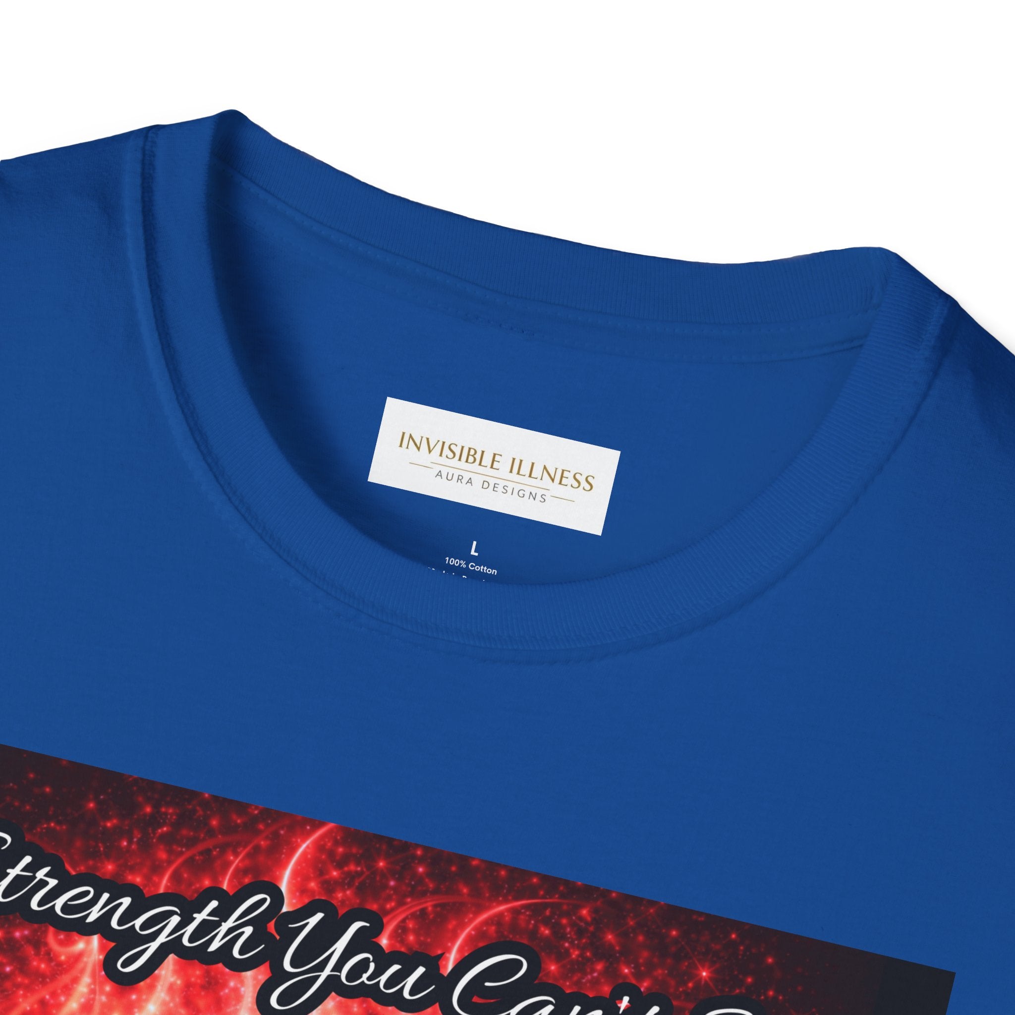 OCD awareness Invisible Illness auras Awareness T-Shirt — Strength You Can't See (Red Aura Angel Wings)