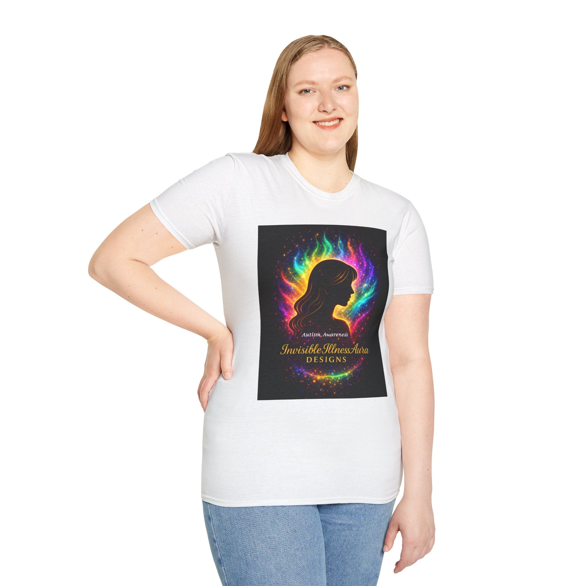 Autism Awareness Aura Silhouette T-Shirt — Rainbow Soul & Wellness Graphic Tee