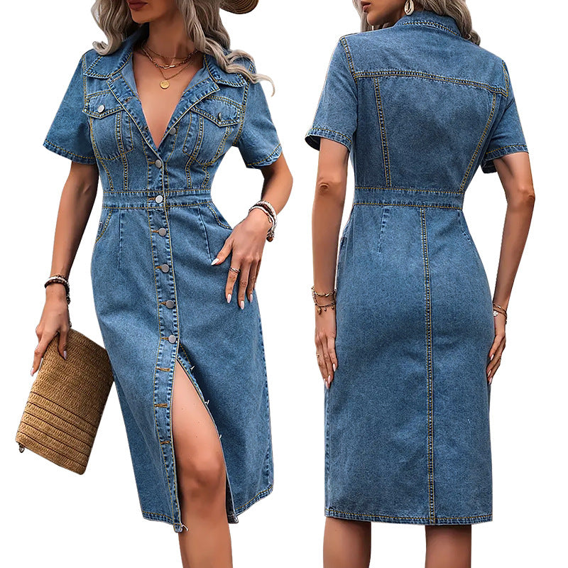 'Blue Denim Fashion Slimming Women's Dress
