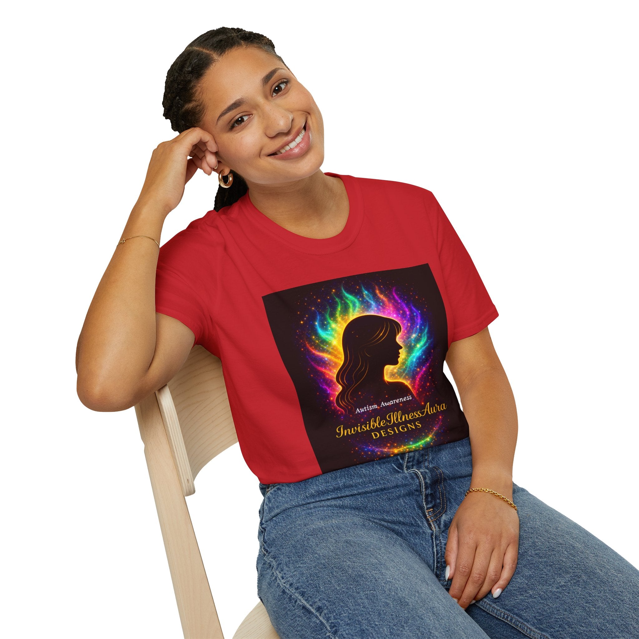 Autism Awareness Aura Silhouette T-Shirt — Rainbow Soul & Wellness Graphic Tee