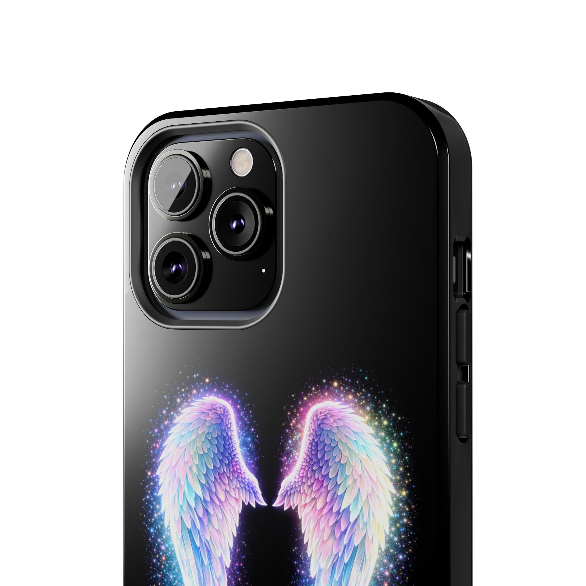 Angel Wings Tough Phone Case — Iridescent Sparkle Opal Guardian Protection
