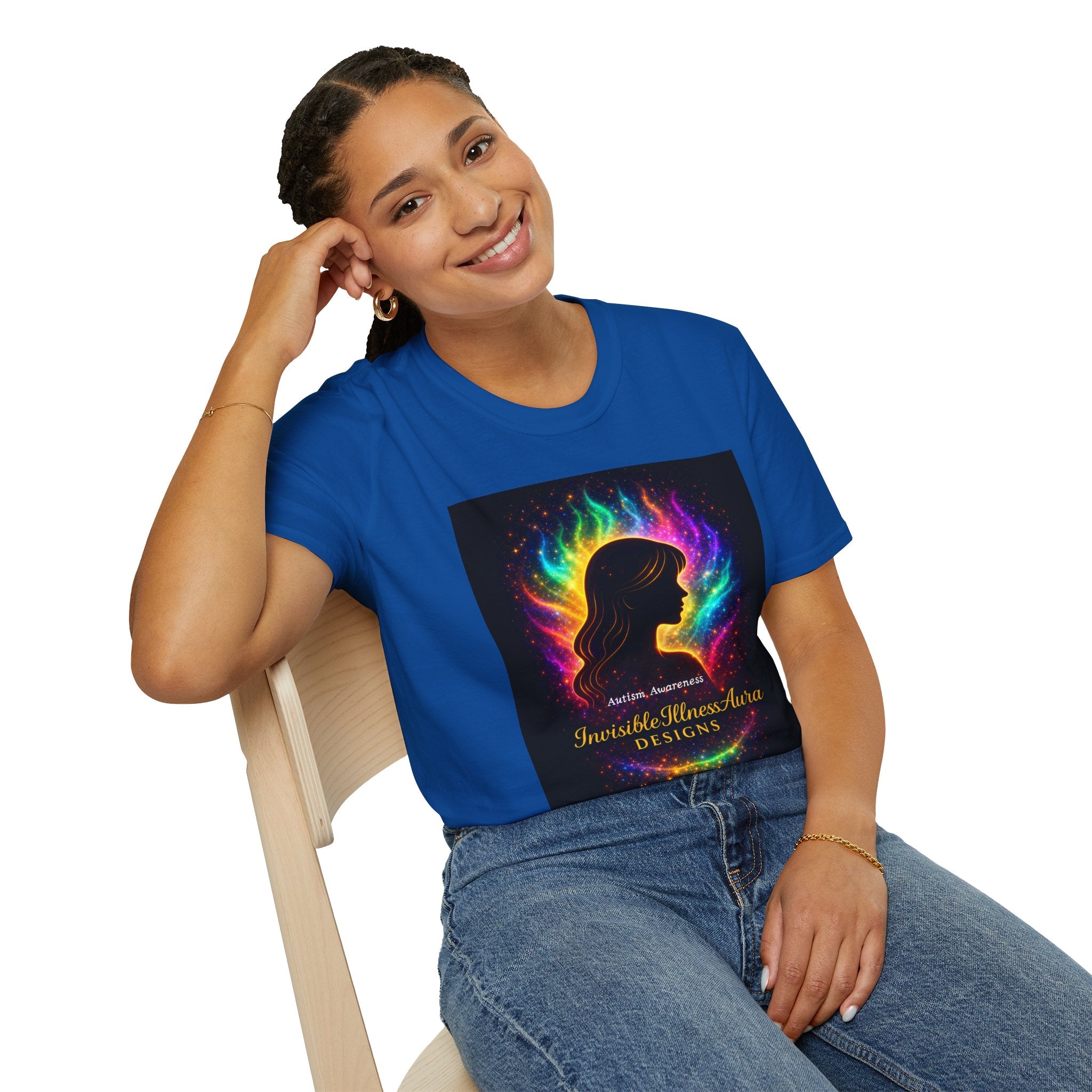 Autism Awareness Aura Silhouette T-Shirt — Rainbow Soul & Wellness Graphic Tee