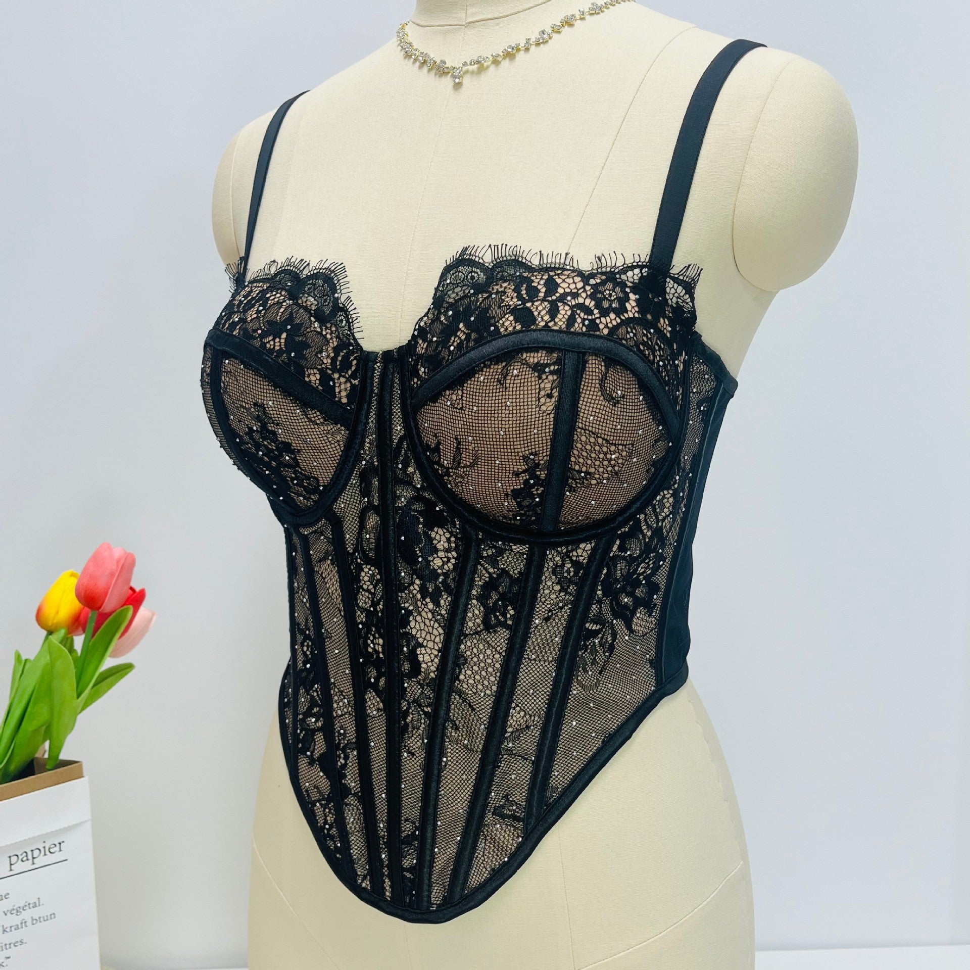 'Bling Cute Sexy lace Solid Color Minimalism Shaping And Lifting Corset