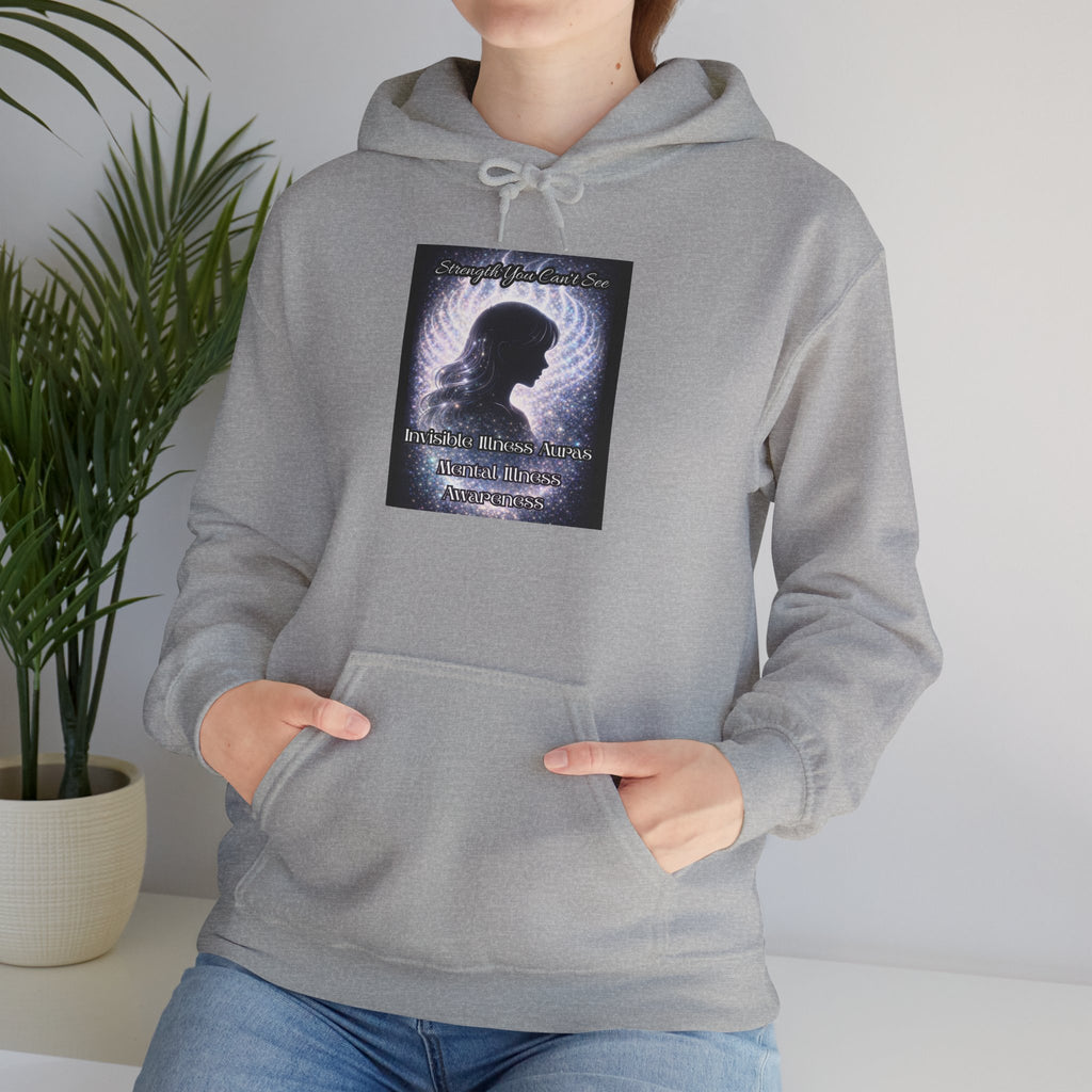 Mental illness Aura awareness silver angel wings Design hoodie -Strength you cant see Sweatshirt