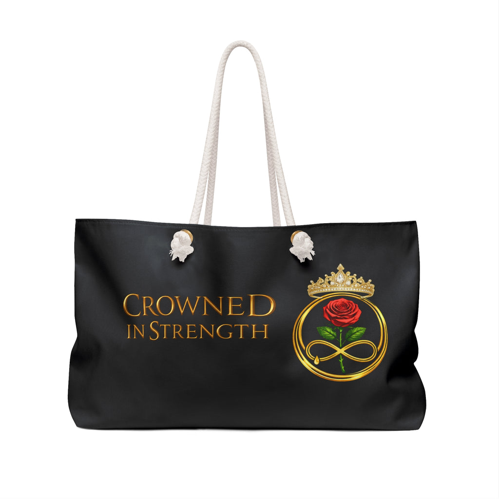 'Crowned in Strength Golden infinity Rose of life Weekender Bag — Rose & Gold Crown Travel Tote