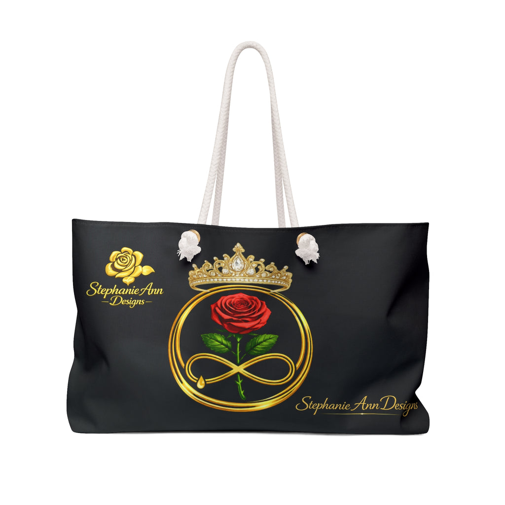 'Crowned in Strength Golden infinity Rose of life Weekender Bag — Rose & Gold Crown Travel Tote