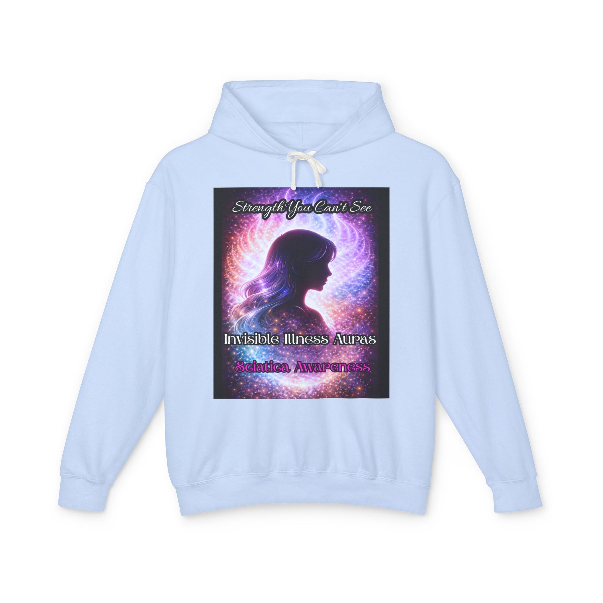 Sciatica awareness Aura Spiritual Angel Wings Hoodie — "Strength You Can't See" Inspirational Awareness Sweatshirt