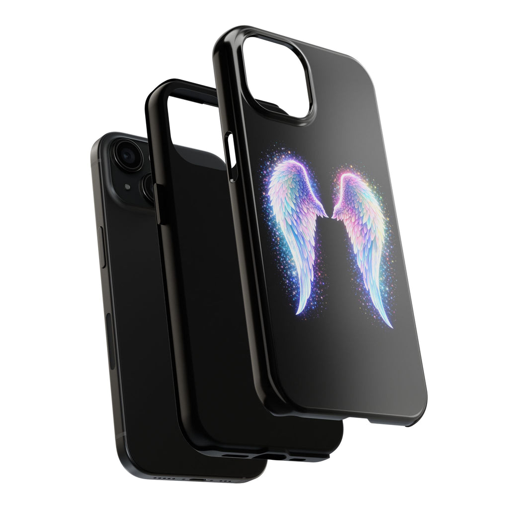 Angel Wings Tough Phone Case — Iridescent Sparkle Opal Guardian Protection
