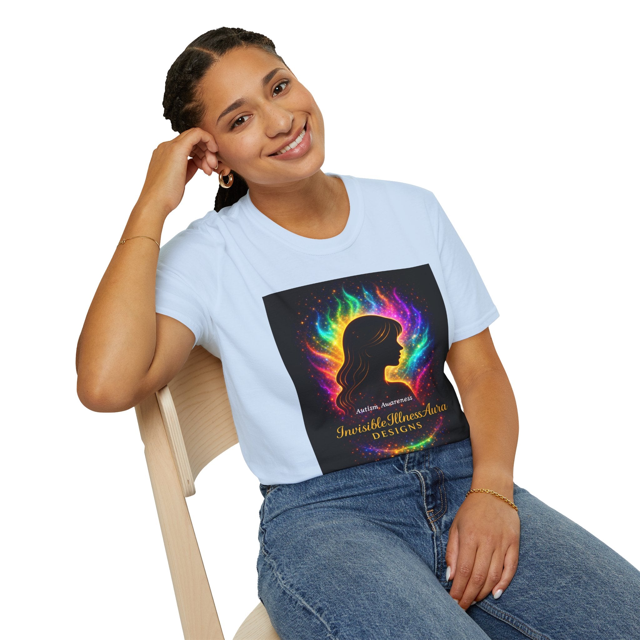 Autism Awareness Aura Silhouette T-Shirt — Rainbow Soul & Wellness Graphic Tee