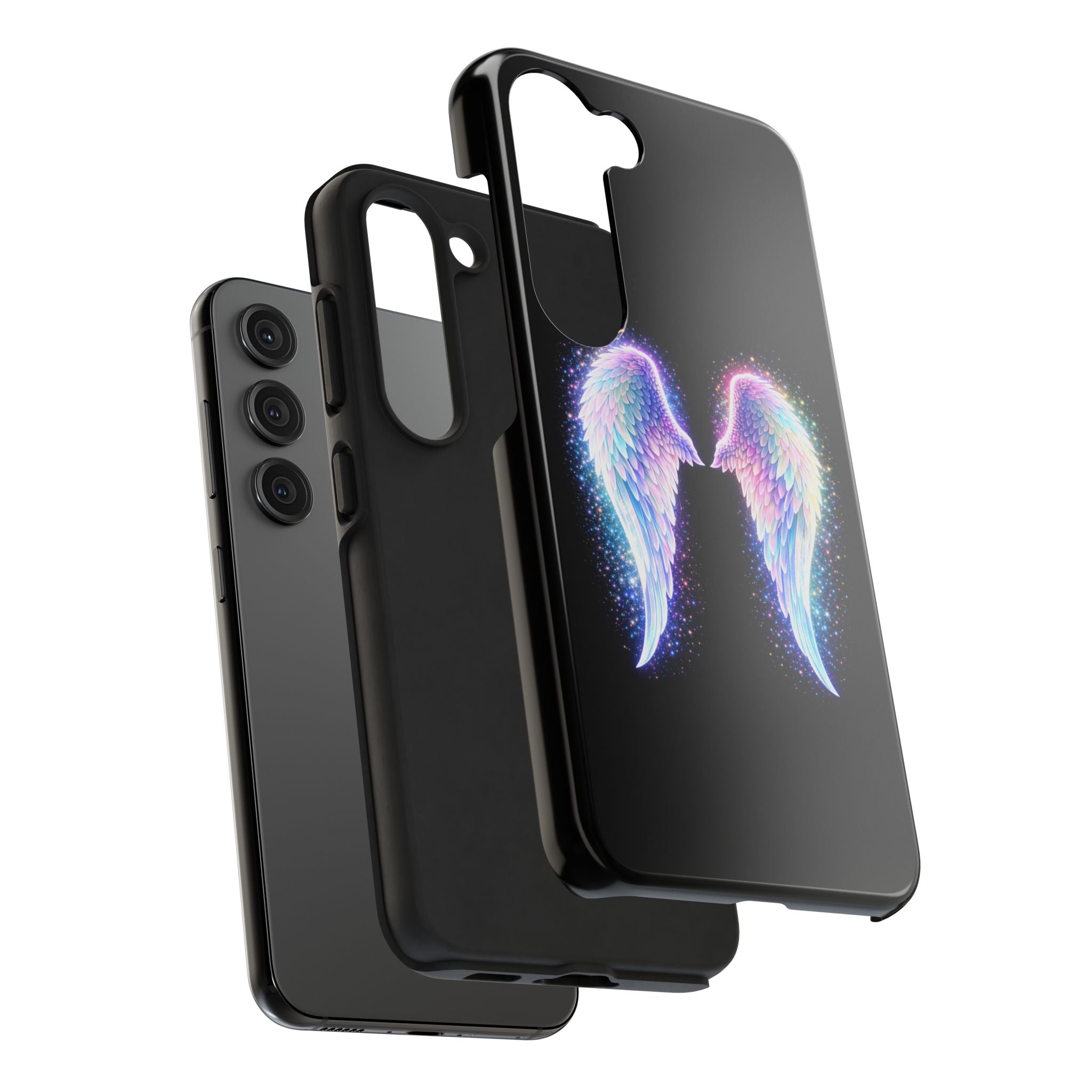Angel Wings Tough Phone Case — Iridescent Sparkle Opal Guardian Protection