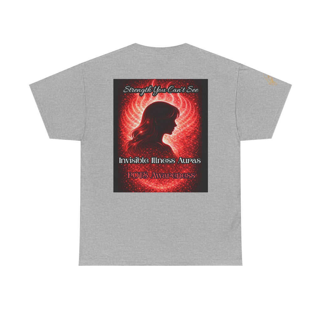 POTS AURA AWARENESS TShirt — Invisible Illness Awareness Tee ("Strength You Can’t See" Red Aura Design)