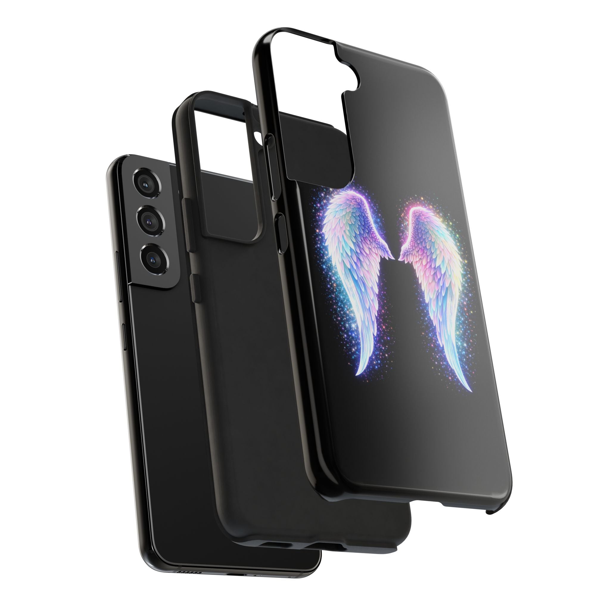 Angel Wings Tough Phone Case — Iridescent Sparkle Opal Guardian Protection