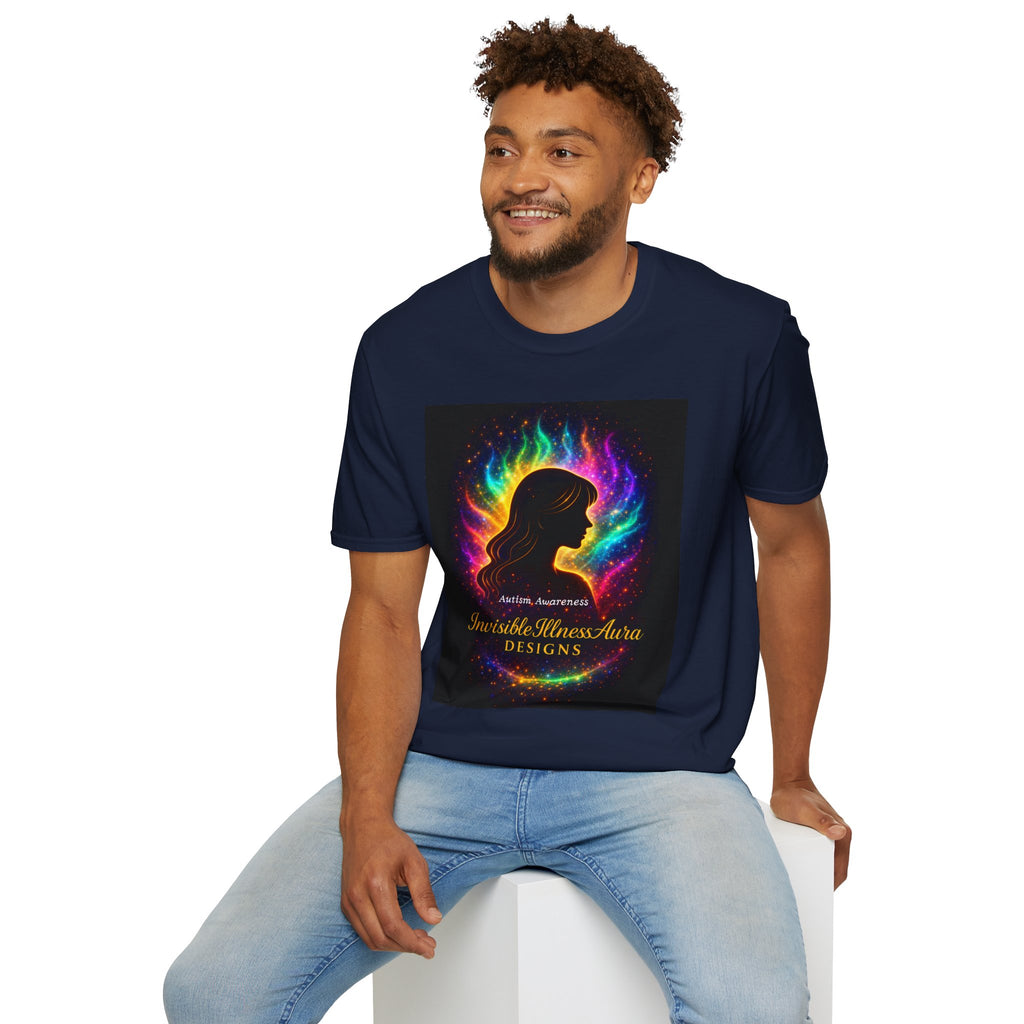 Autism Awareness Aura Silhouette T-Shirt — Rainbow Soul & Wellness Graphic Tee