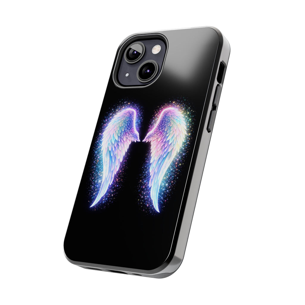 Angel Wings Tough Phone Case — Iridescent Sparkle Opal Guardian Protection