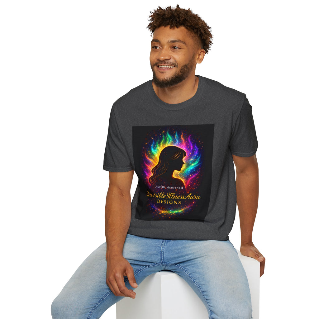 Autism Awareness Aura Silhouette T-Shirt — Rainbow Soul & Wellness Graphic Tee