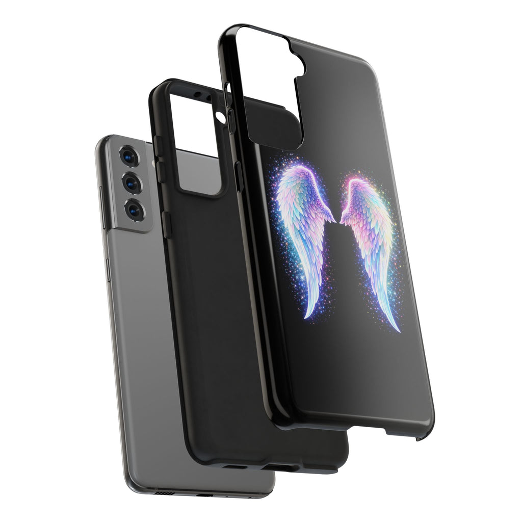 Angel Wings Tough Phone Case — Iridescent Sparkle Opal Guardian Protection