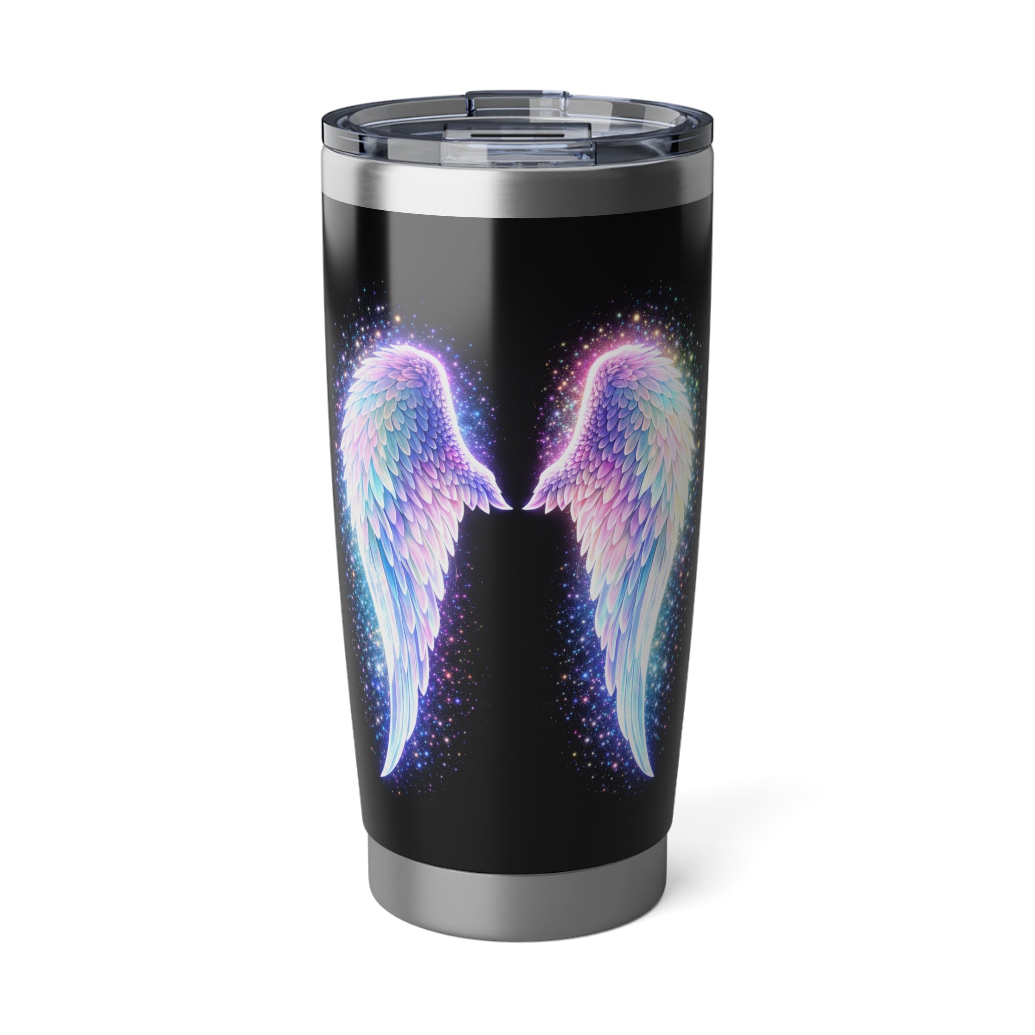 'Angel Wings 20oz Tumbler — Iridescent Opal Feather Travel Mug