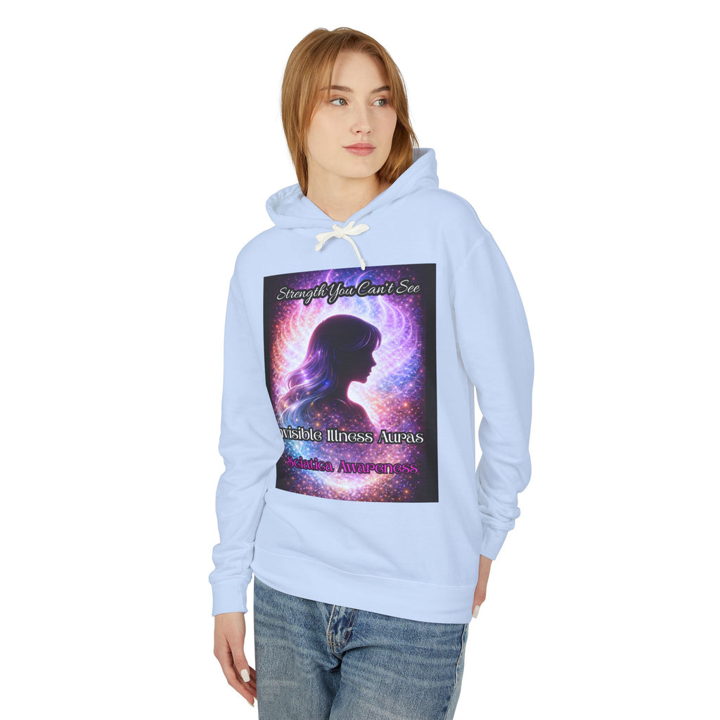 Sciatica awareness Aura Spiritual Angel Wings Hoodie — "Strength You Can't See" Inspirational Awareness Sweatshirt